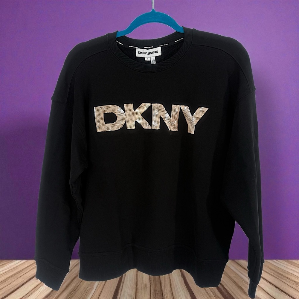 DKNY Black and Gold Logo Sweatshirt